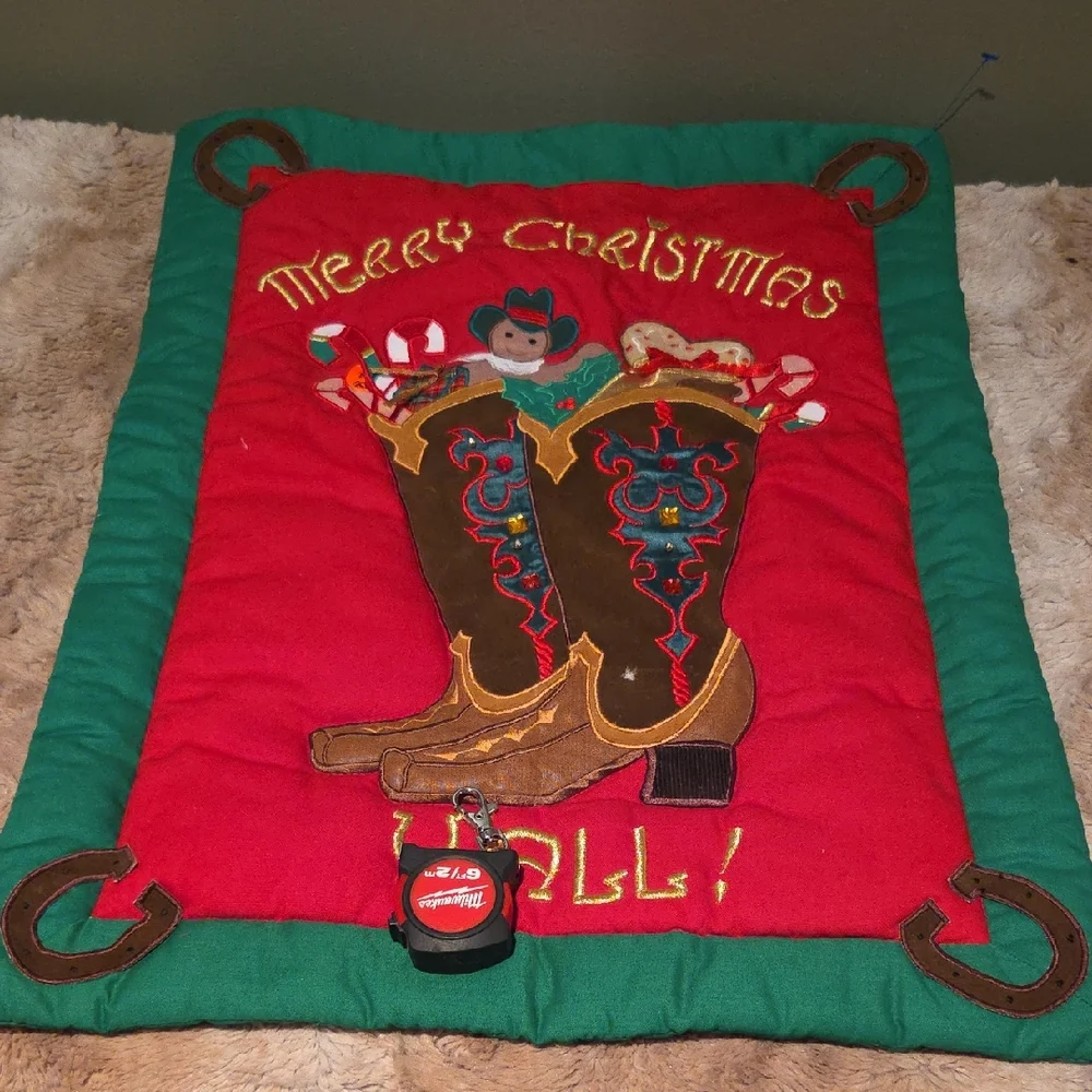 Cowboy Christmas Red and Green Wall Hanging
